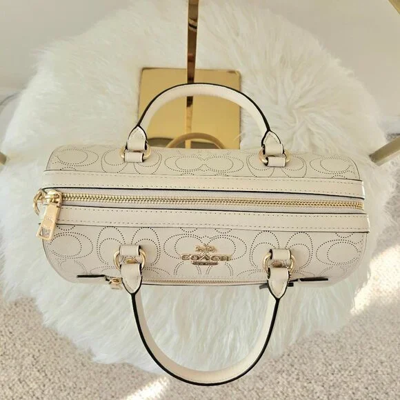 Coach Rowan Satchel/Crossbody Bag Chalk/Gold (LIKE NEW!) - Picture 7 of 13